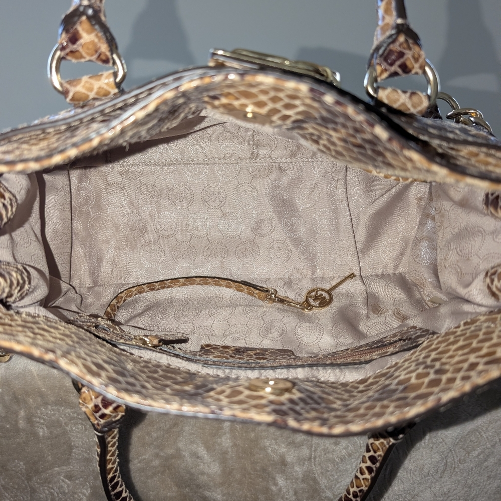 Michael Kors Hamilton Snake Print Satchel Bag - Picture 9 of 16